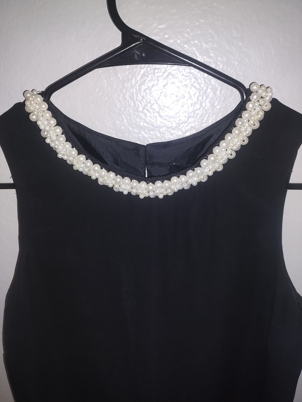 Black Mini-Dress By H&M, Pretty Faux Pearl-Embellished Neckline, Size 4